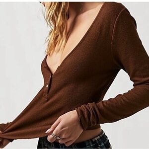 Free People brown long sleeve - ribbed